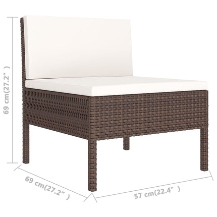 12 Piece Patio Lounge Set with Cushions Poly Rattan Brown
