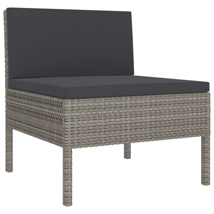 11 Piece Patio Lounge Set with Cushions Poly Rattan Gray