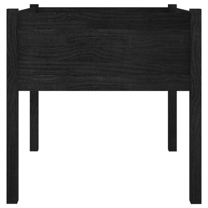 Garden Planter Black 27.6"x27.6"x27.6" Solid Wood Pine
