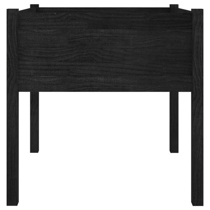 Garden Planters 2 pcs Black 27.6"x27.6"x27.6" Solid Wood Pine