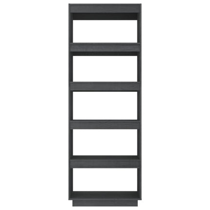 Book Cabinet/Room Divider Grey 23.6x13.8x65.7" Solid Wood Pine