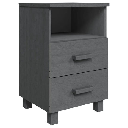 Bedside Cabinet HAMAR Dark Gray 15.7"x13.8"x24.4" Solid Wood Pine