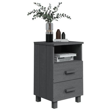 Bedside Cabinet HAMAR Dark Gray 15.7"x13.8"x24.4" Solid Wood Pine