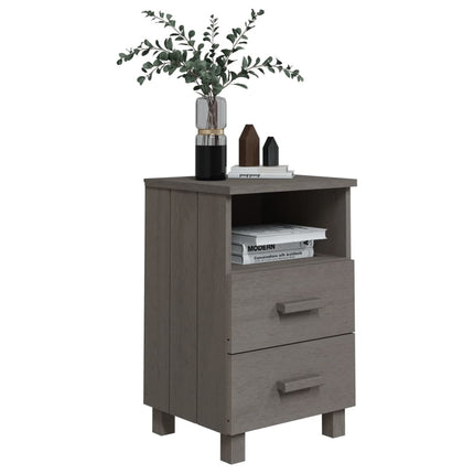 Bedside Cabinet HAMAR Light Gray 15.7"x13.8"x24.4" Solid Wood Pine