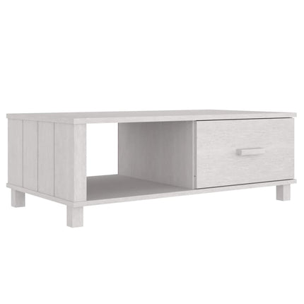 Coffee Table HAMAR White 39.4"x21.7"x13.8" Solid Wood Pine