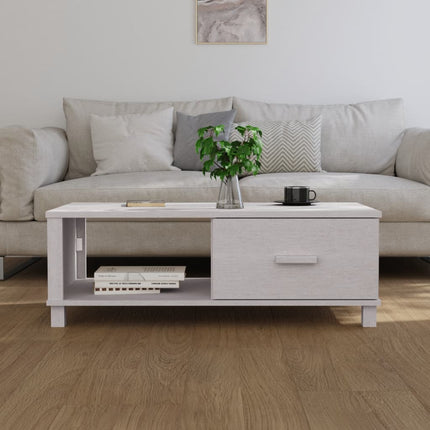 Coffee Table HAMAR White 39.4"x21.7"x13.8" Solid Wood Pine