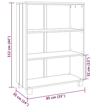 Book Cabinet HAMAR Honey Brown 33.5"x13.8"x44.1" Solid Wood Pine