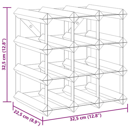 Wine Rack for 12 Bottles Brown Solid Wood Pine