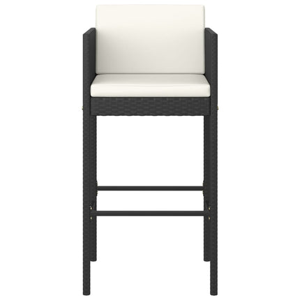5 Piece Patio Bar Set with Cushions Poly Rattan Black
