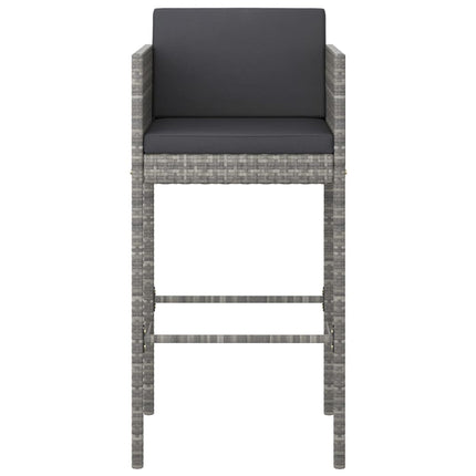 5 Piece Patio Bar Set with Cushions Poly Rattan Gray