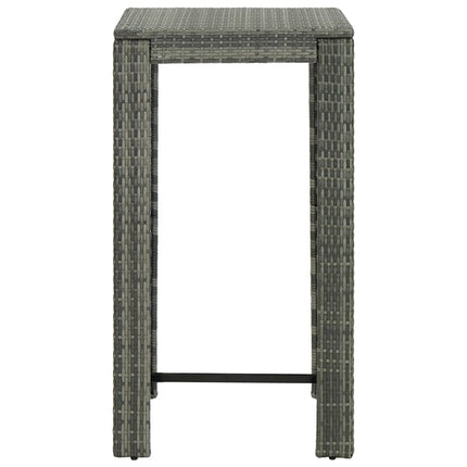 5 Piece Patio Bar Set with Cushions Poly Rattan Gray