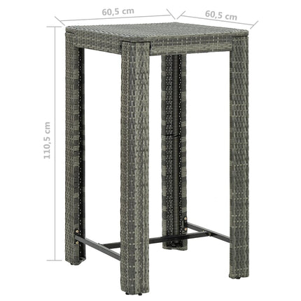 5 Piece Patio Bar Set with Cushions Poly Rattan Gray