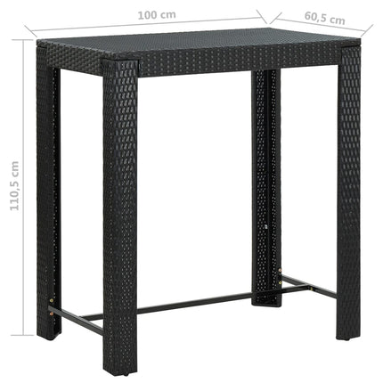 5 Piece Patio Bar Set with Cushions Poly Rattan Black