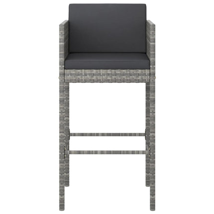 5 Piece Patio Bar Set with Cushions Poly Rattan Gray