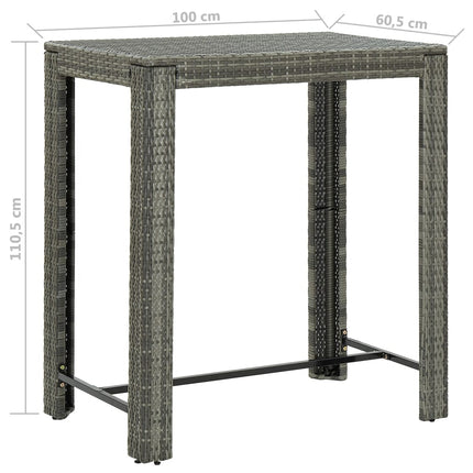 5 Piece Patio Bar Set with Cushions Poly Rattan Gray