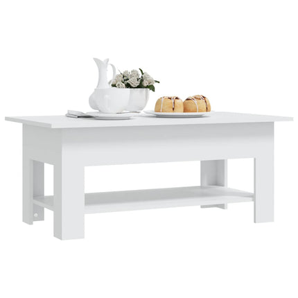 Coffee Table White 40.2"x21.7"x16.5" Engineered Wood