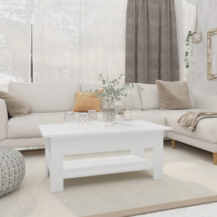 Coffee Table White 40.2"x21.7"x16.5" Engineered Wood