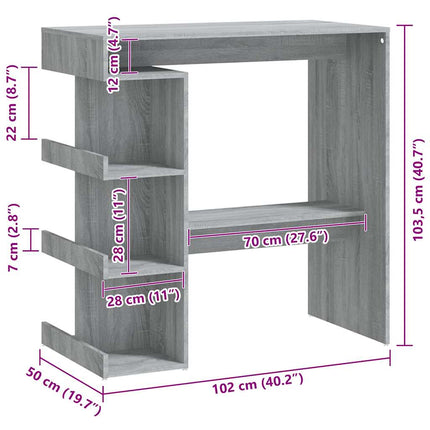 Bar Table with Storage Rack Gray Sonoma 39.4"x19.7"x40