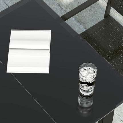 Patio Dining Table Black 31.5"x31.5"x29.1" Steel and Glass