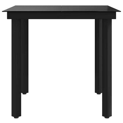 Patio Dining Table Black 31.5"x31.5"x29.1" Steel and Glass