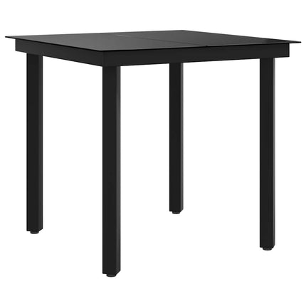 Patio Dining Table Black 31.5"x31.5"x29.1" Steel and Glass