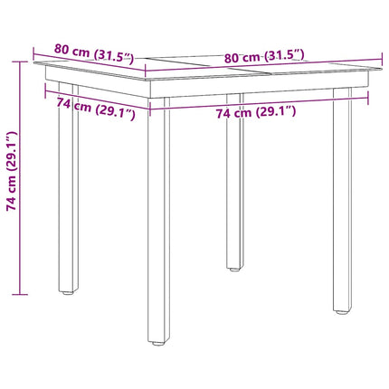 Patio Dining Table Black 31.5"x31.5"x29.1" Steel and Glass