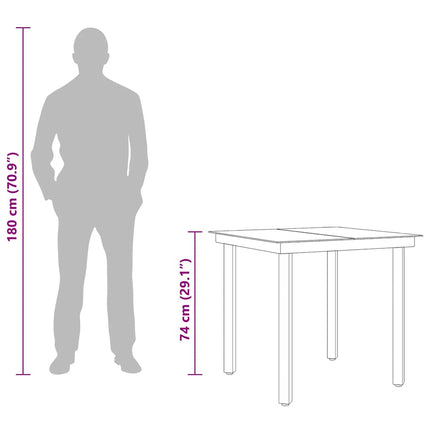 Patio Dining Table Black 31.5"x31.5"x29.1" Steel and Glass