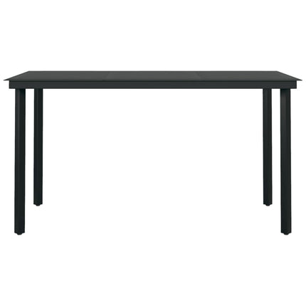 Patio Dining Table Black 55.1"x27.6"x29.1" Steel and Glass
