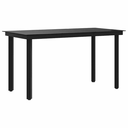 Patio Dining Table Black 55.1"x27.6"x29.1" Steel and Glass