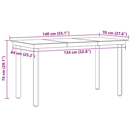 Patio Dining Table Black 55.1"x27.6"x29.1" Steel and Glass