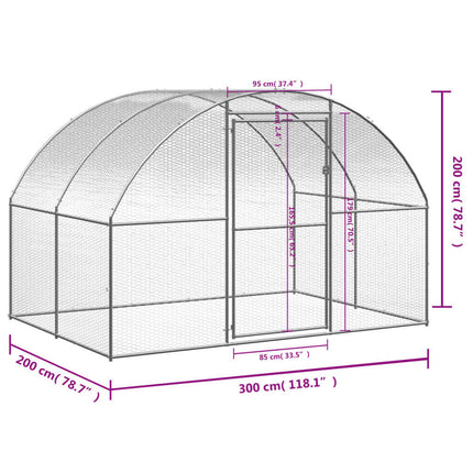 Outdoor Chicken Coop 9.8'x6.6'x6.6'Galvanized Steel