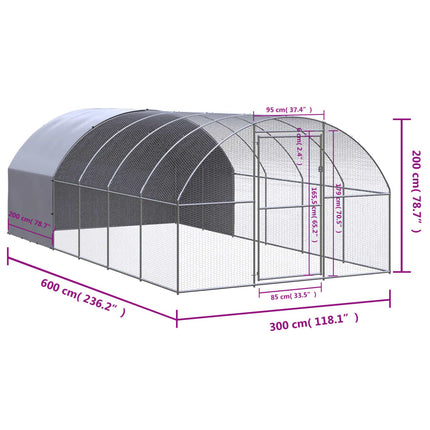 Outdoor Chicken Coop 9.8'x19.7'x6.6'Galvanized Steel