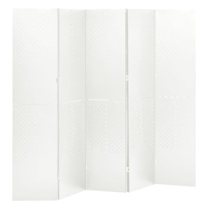 5-Panel Room Dividers 2 pcs White 78.7"x70.9" Steel