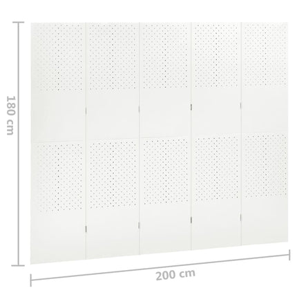 5-Panel Room Dividers 2 pcs White 78.7"x70.9" Steel