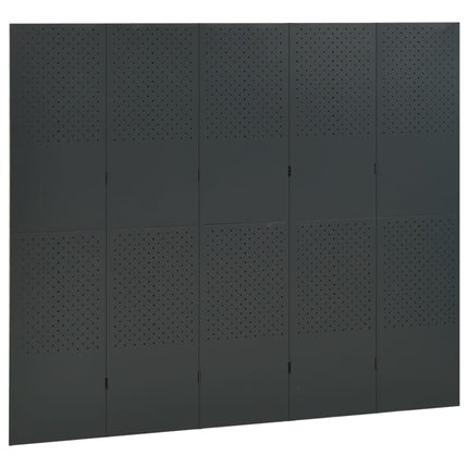 5-Panel Room Dividers 2 pcs Anthracite 78.7"x70.9" Steel