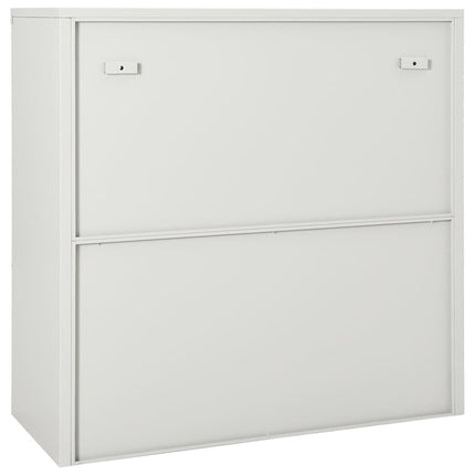 Sliding Door Cabinet with Planter Box Light Gray Steel