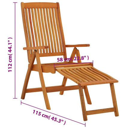 Folding Patio Chairs with Footrests 2 pcs Solid Wood Eucalyptus