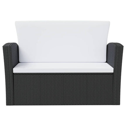 8 Piece Patio Lounge Set with Cushions Poly Rattan Black