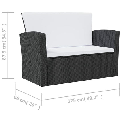 8 Piece Patio Lounge Set with Cushions Poly Rattan Black