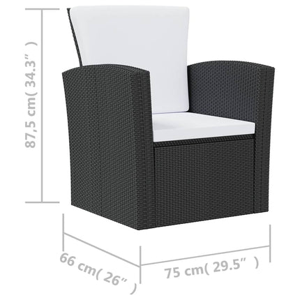 8 Piece Patio Lounge Set with Cushions Poly Rattan Black