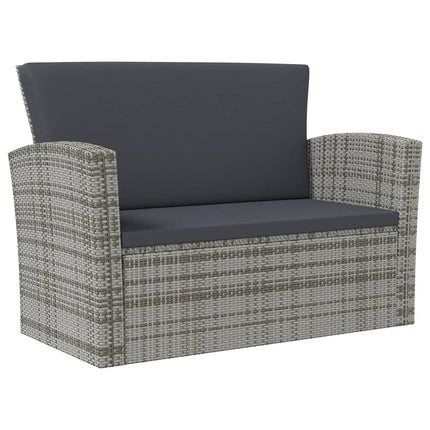 8 Piece Patio Lounge Set with Cushions Poly Rattan Gray