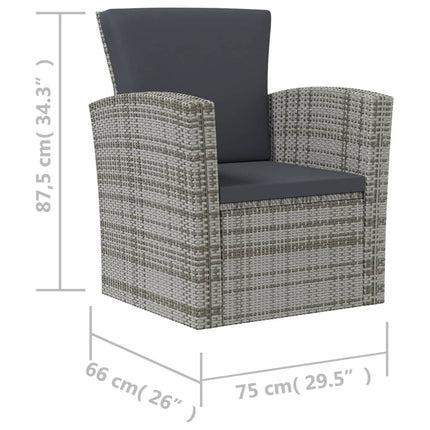 8 Piece Patio Lounge Set with Cushions Poly Rattan Gray