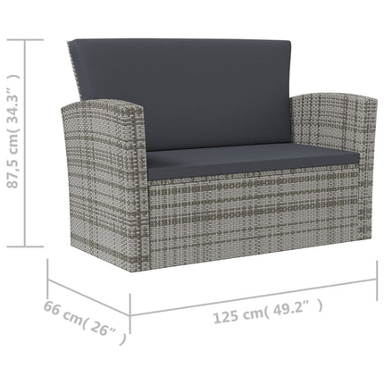 8 Piece Patio Lounge Set with Cushions Poly Rattan Gray