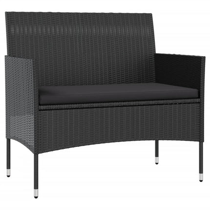 16 Piece Patio Lounge Set with Cushions Poly Rattan Black