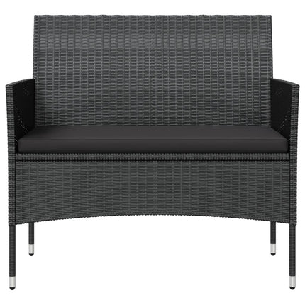 16 Piece Patio Lounge Set with Cushions Poly Rattan Black