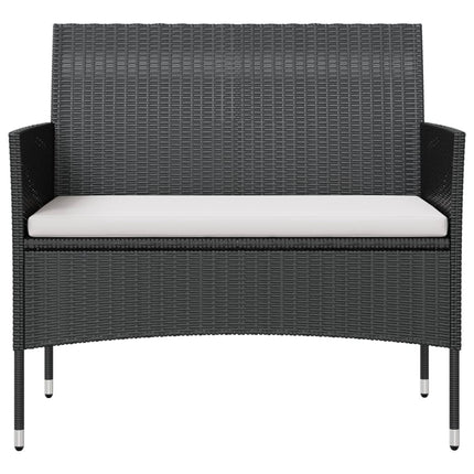 16 Piece Patio Lounge Set with Cushions Poly Rattan Black