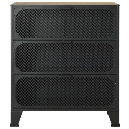 Storage Cabinets 2 pcs Rustic Brown 28.3"x14.2"x32.3" Metal and MDF