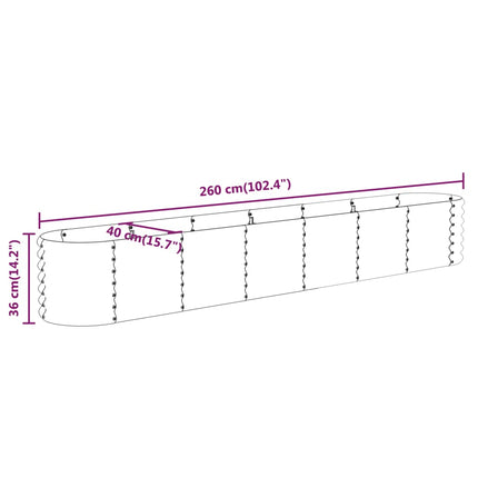 Patio Raised Bed Galvanized Steel 260x40 x 14.2 " Green