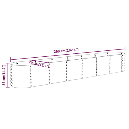 Patio Raised Bed Galvanized Steel 260x40 x 14.2 " Silver