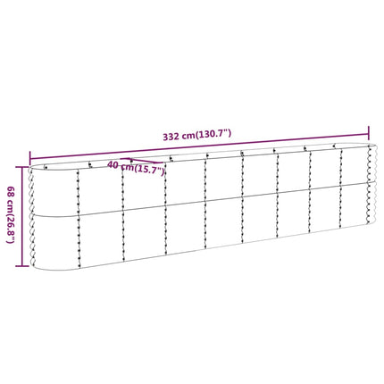 Patio Raised Bed Galvanized Steel 332x40 x 26.8 " Silver
